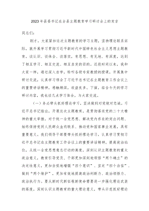 2023年县委书记在全县主题教育学习研讨会上的发言讲话.docx