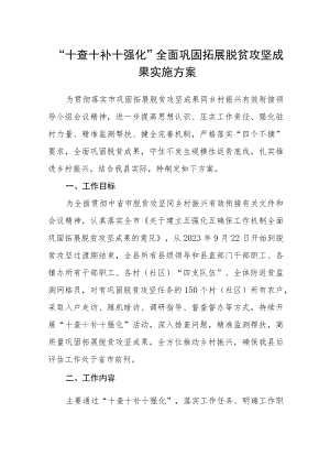 “十查十补十强化”全面巩固拓展脱贫攻坚成果实施方案.docx