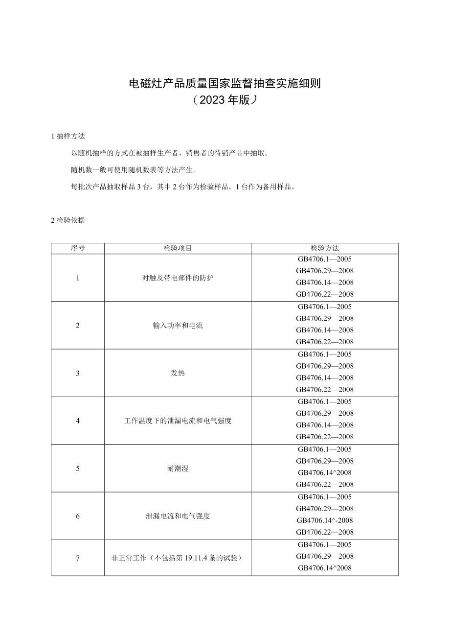22 电磁灶产品质量国家监督抽查实施细则(2023年版).docx_第1页
