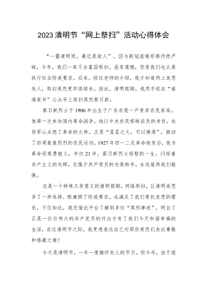 2023清明节“网上祭扫”活动心得体会.docx