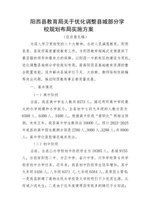 关于优化调整县城部分学校规划布局实施方案.docx