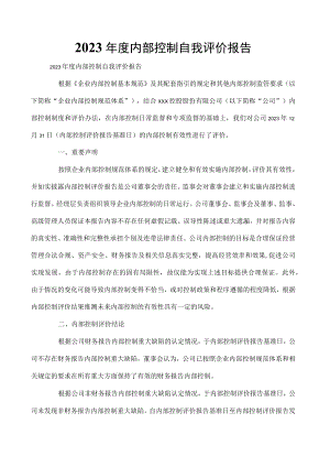 2023年度内部控制自我评价报告.docx