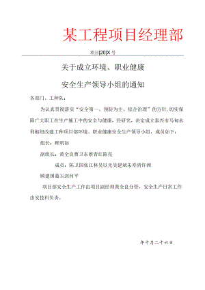 关于成立安全生产领导小组的通知模板.docx