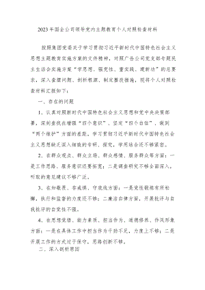 2023年国企公司领导党内主题教育个人对照检查材料.docx