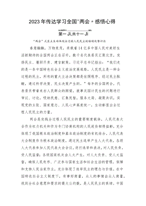 2023年传达学习全国“两会”感悟心得.docx