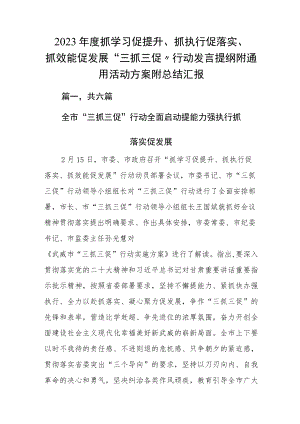 2023年度抓学习促提升、抓执行促落实、抓效能促发展“三抓三促”行动发言提纲附通用活动方案附总结汇报.docx
