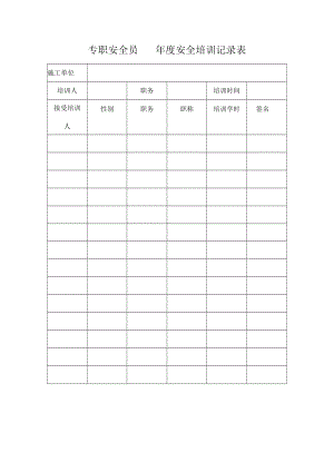 专职安全员 年度安全培训记录表.docx