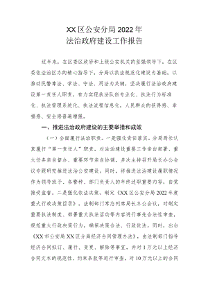 XX区公安分局2022年法治政府建设工作报告.docx
