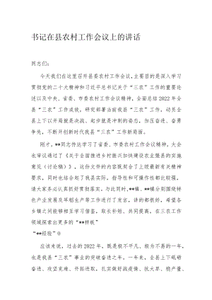 书记在县农村工作会议上的讲话.docx