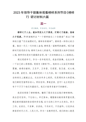 2023年领导干部集体观看榜样系列节目《榜样7》研讨材料六篇.docx