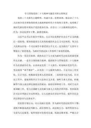 司法纪检干部《学习贯彻党的二十大精神》专题读书班个人心得体会（4份）.docx