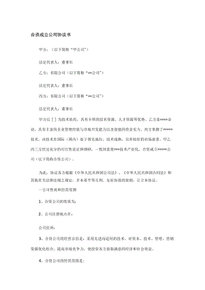 合资成立公司协议书范本.docx