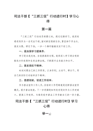 司法干部【“三抓三促”行动进行时】学习心得五篇.docx