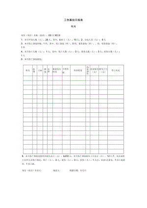 工伤事故月报表.docx