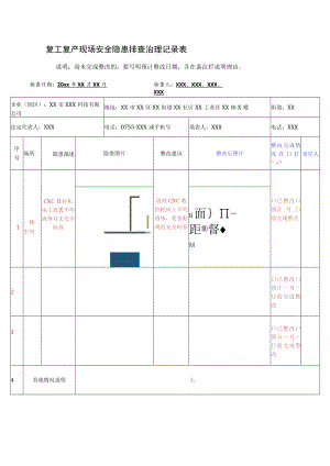 复工复产现场安全隐患排查治理记录表.docx