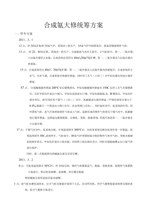 合成氨大修统筹开停车方案.docx
