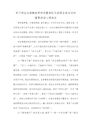 学习领会出席解放军和武警部队代表团全体会议时重要讲话心得体会.docx