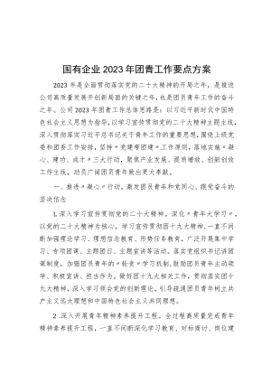 国有企业2023年团青工作要点计划.docx
