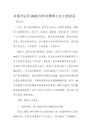 市委书记在2023年作风整顿大会上的讲话.docx