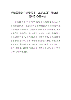 学校团委副书记学习【“三抓三促”行动进行时】心得体会.docx
