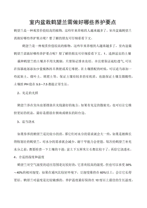 室内盆栽鹤望兰需做好哪些养护要点.docx