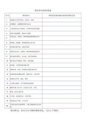 塔吊作业前检查表（自检）.docx