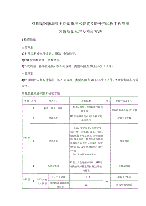 双曲线钢筋混凝土冷却塔淋水装置及塔外挡风板工程喷溅装置质量标准及检验方法.docx