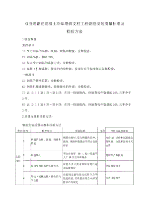 双曲线钢筋混凝土冷却塔斜支柱工程钢筋安装质量标准及检验方法.docx