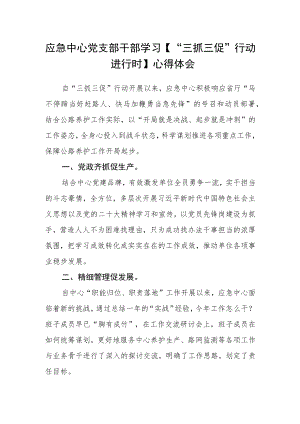 应急中心党支部干部学习【“三抓三促”行动进行时】心得体会.docx