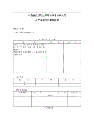 制造业成绩与效率增长率考核表典范样板.docx