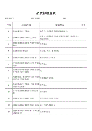 品质部检查表.docx