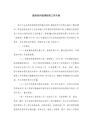 医院院内疫情防控工作方案及常态化责任分工.docx