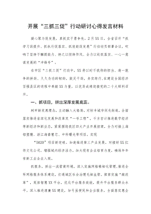 开展“三抓三促”行动研讨心得发言材料集合三篇.docx
