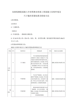 双曲线钢筋混凝土冷却塔淋水构架工程混凝土结构外观及尺寸偏差质量标准及检验方法.docx