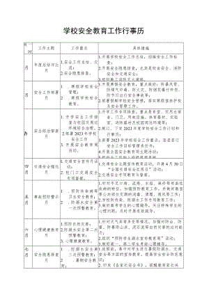 学校安全教育工作行事历.docx