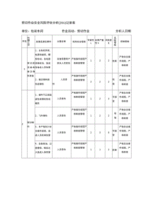 剪切作业安全风险评估分析（JHA）记录表.docx