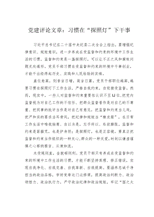 党建评论文章：习惯在“探照灯”下干事 .docx