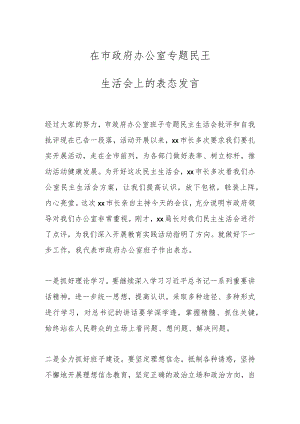 在市政府办公室专题民主生活会上的表态发言.docx