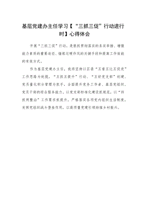 基层党建办主任学习【“三抓三促”行动进行时】心得体会.docx