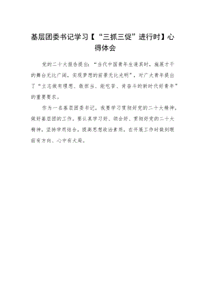 基层团委书记学习【“三抓三促”进行时】心得体会.docx