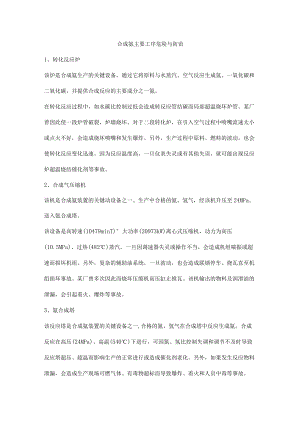 合成氨主要工序危险与防范.docx