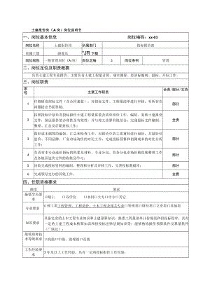 土建报价岗（A岗）岗位说明书.docx