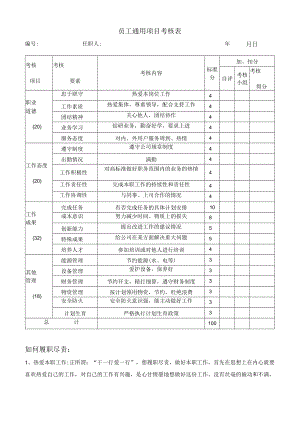 员工通用项目考核表样板.docx