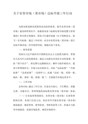 关于农贸市场（菜市场）达标升级三年行动方案.docx