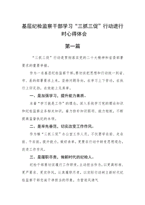 基层纪检监察干部学习“三抓三促”行动进行时心得体会五篇.docx