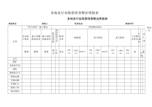 各地各行业隐患排查整治周报表.docx