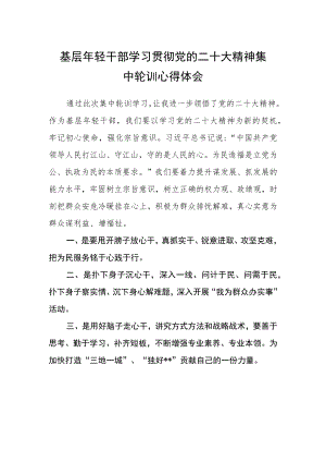 基层年轻干部学习贯彻党的二十大精神集中轮训心得体会.docx