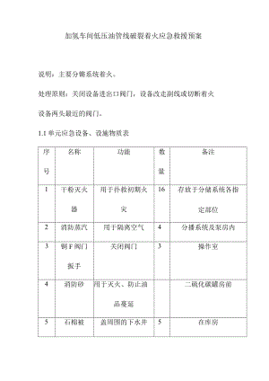 加氢车间低压油管线破裂着火应急救援预案.docx