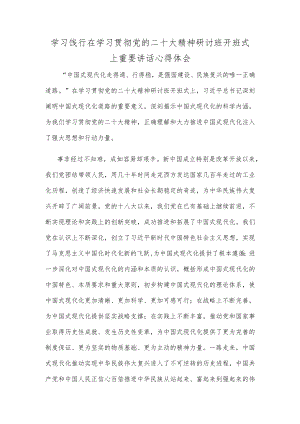学习饯行在学习贯彻党的二十大精神研讨班开班式上重要讲话心得体会.docx