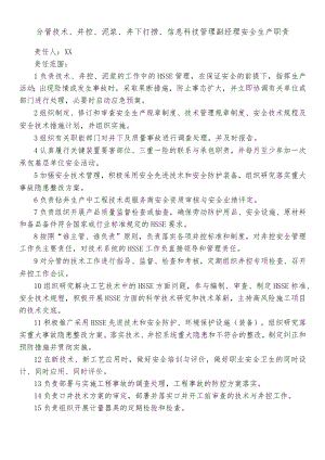 分管技术、井控、泥浆、井下打捞、信息科技管理副经理安全生产职责.docx